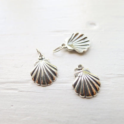Clamshell Pendant Shell Charm Sterling Silver Ocean Sea Shells Seashell