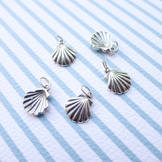 Clamshell Pendant Shell Charm Sterling Silver Ocean Sea Shells Seashell