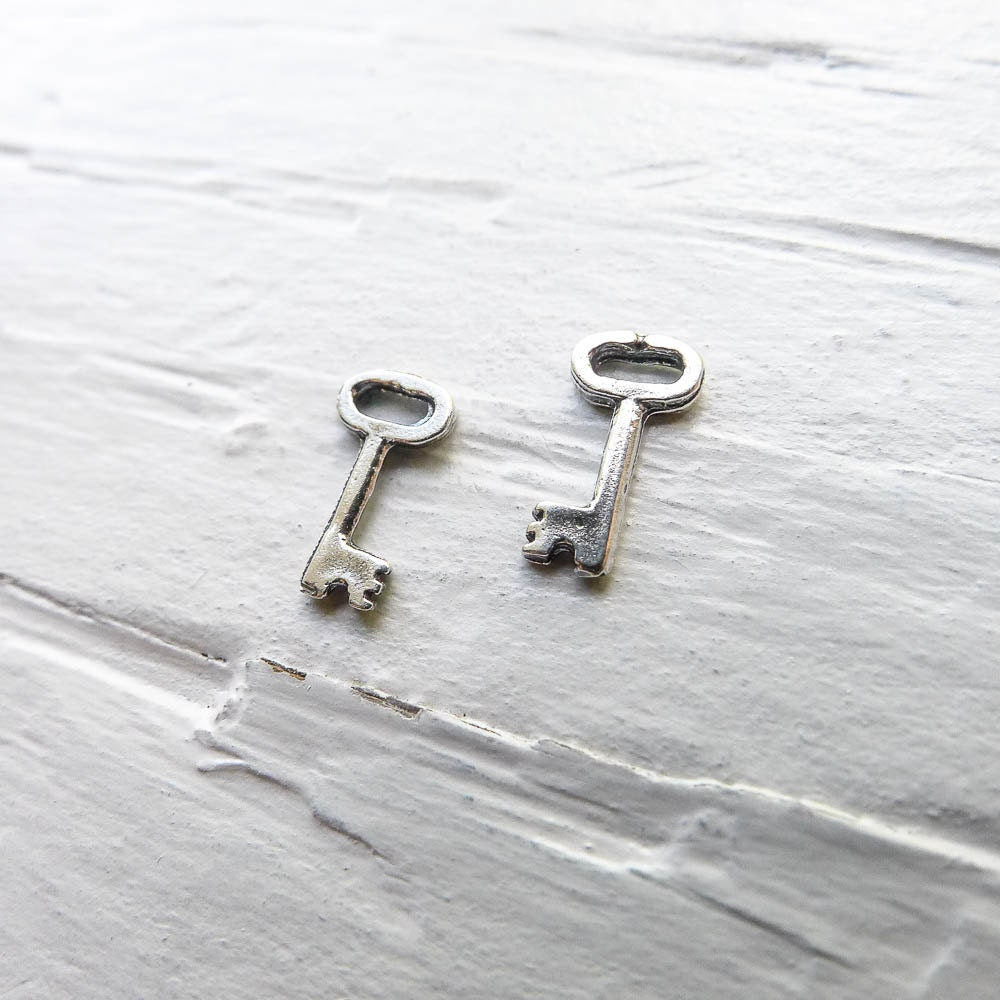 Tiny Key Charm Very Small Sterling Silver Keys for Jewelry Making