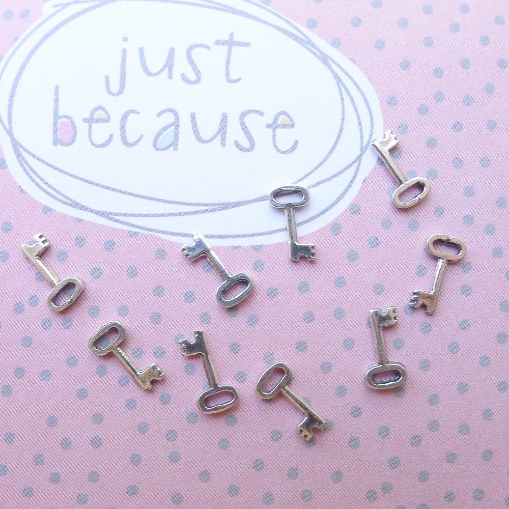 Tiny Key Charm Very Small Sterling Silver Keys for Jewelry Making