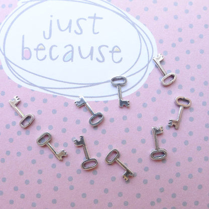 Tiny Key Charm Very Small Sterling Silver Keys for Jewelry Making