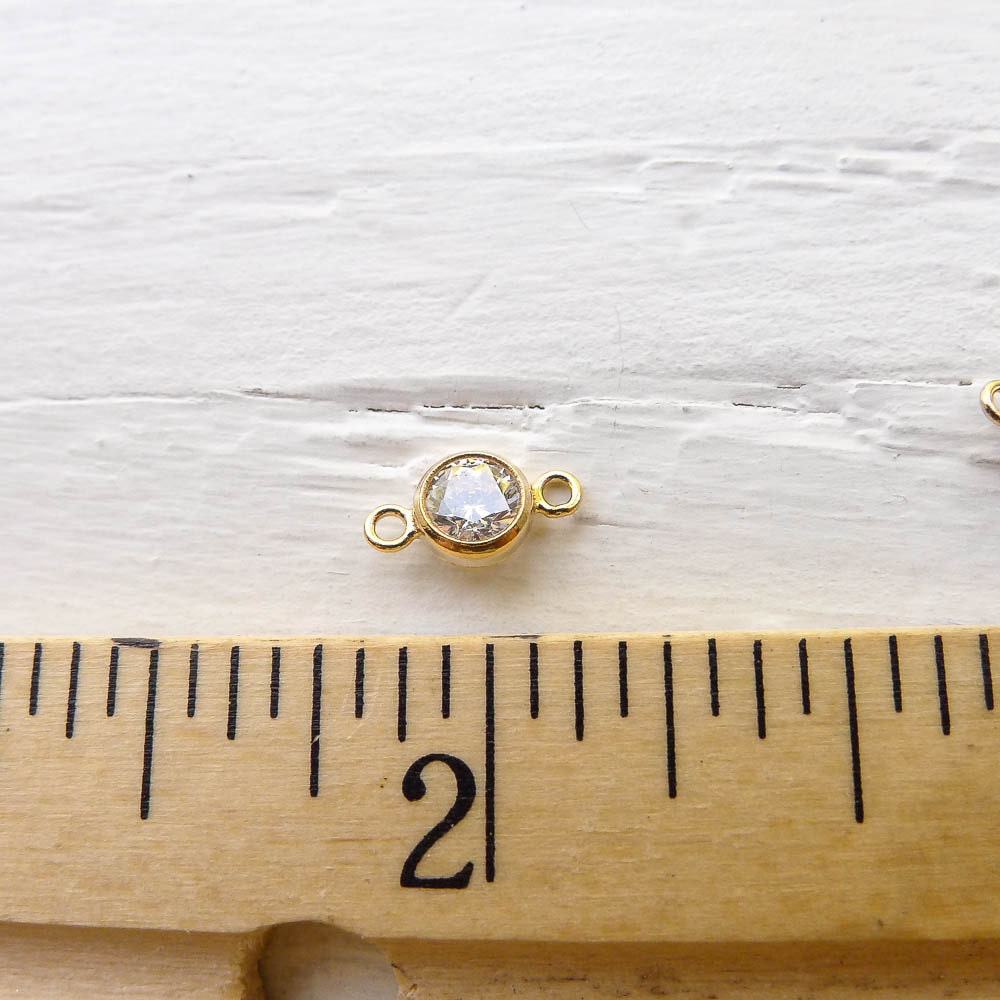 Goldfilled CZ Link Charm Connector Component Gold Fill Clear CZs