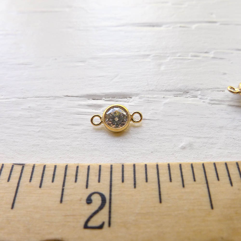 Goldfilled CZ Link Charm Connector Component Gold Fill Clear CZs