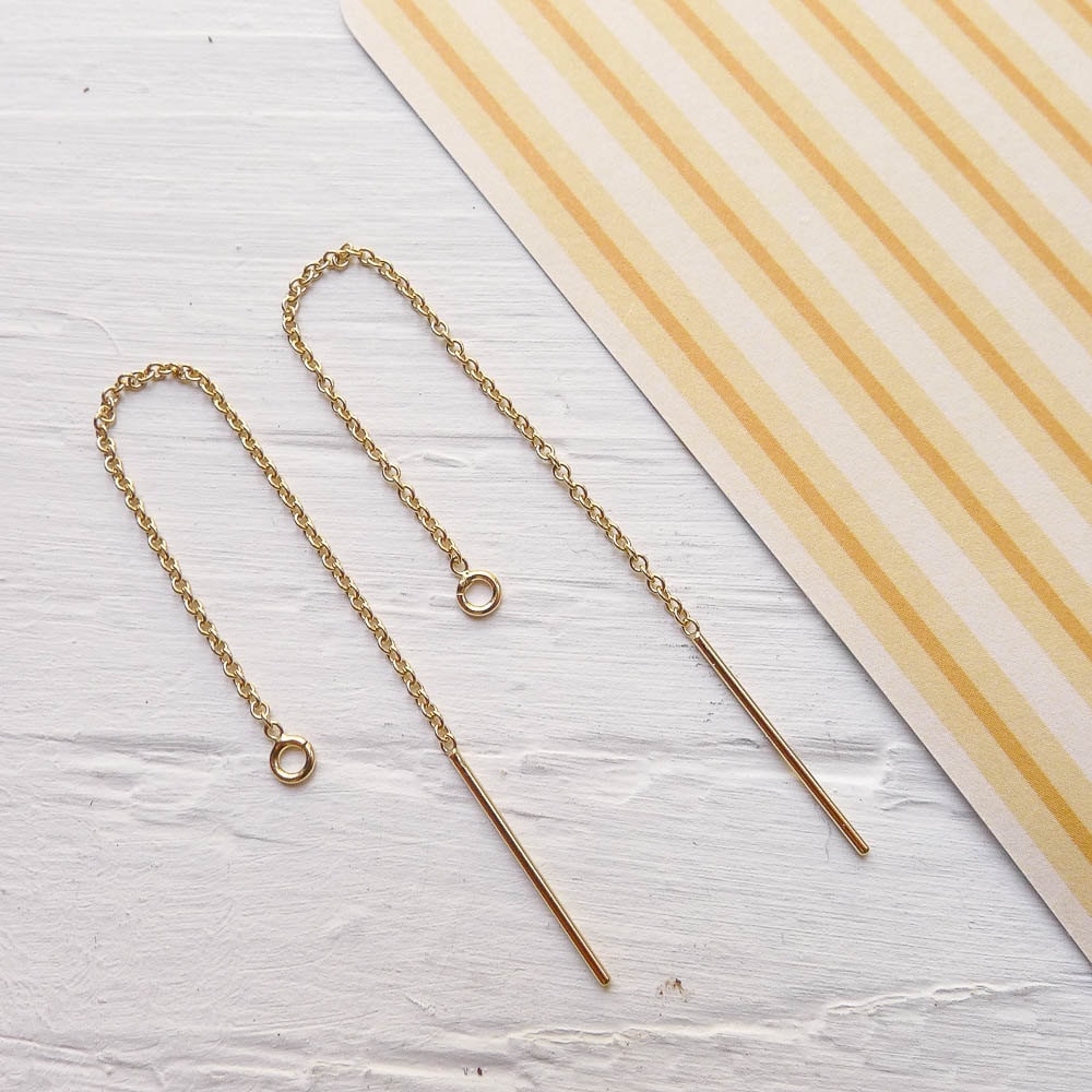 Gold Fill Thread Earrings Threader Earwires in Goldfilled Earring Findings