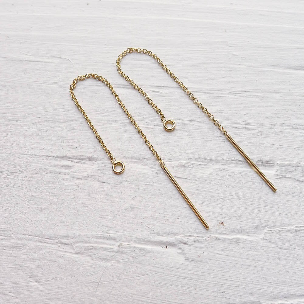 Gold Fill Thread Earrings Threader Earwires in Goldfilled Earring Findings