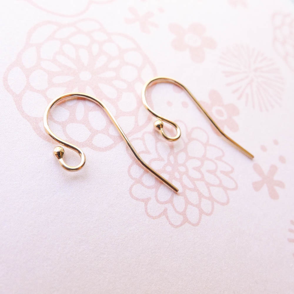 Gold Filled French Hook Earwire Pair with Balls Earring Findings