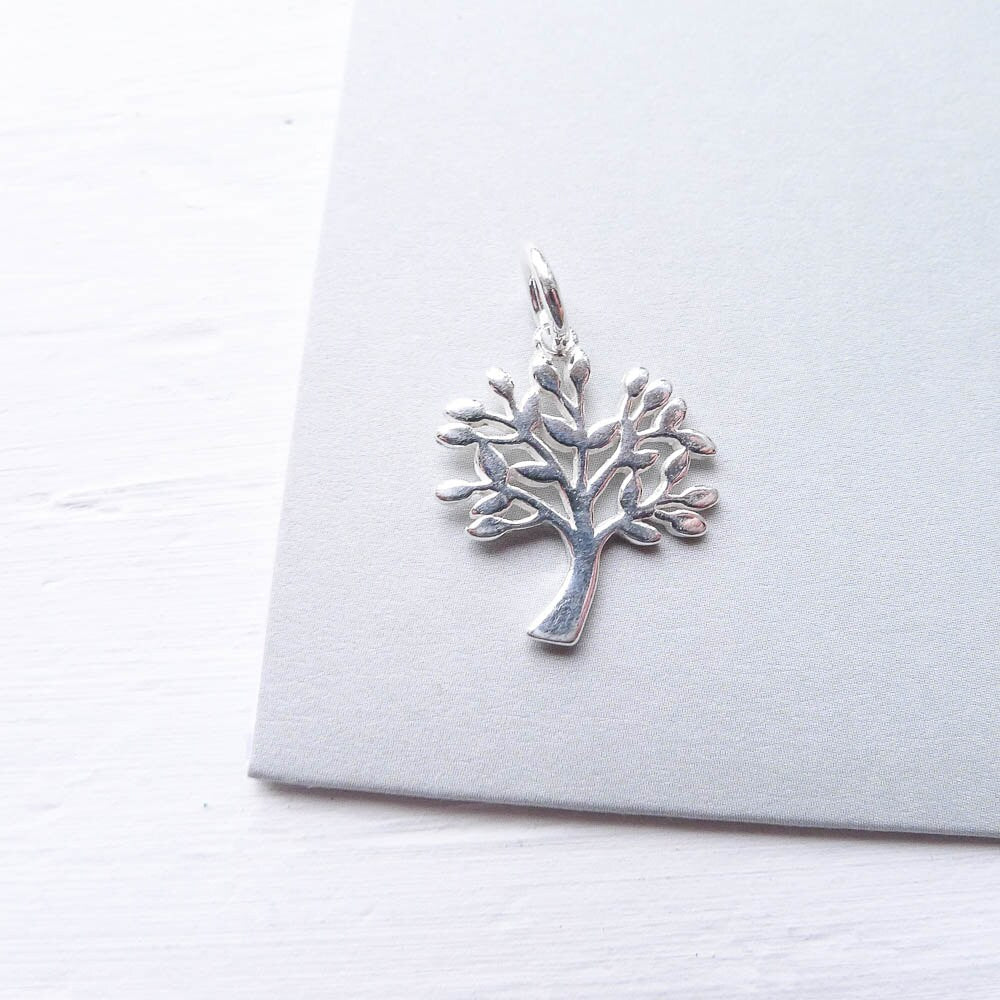 Tree Charm Sterling Silver Pendant for Jewelry Making