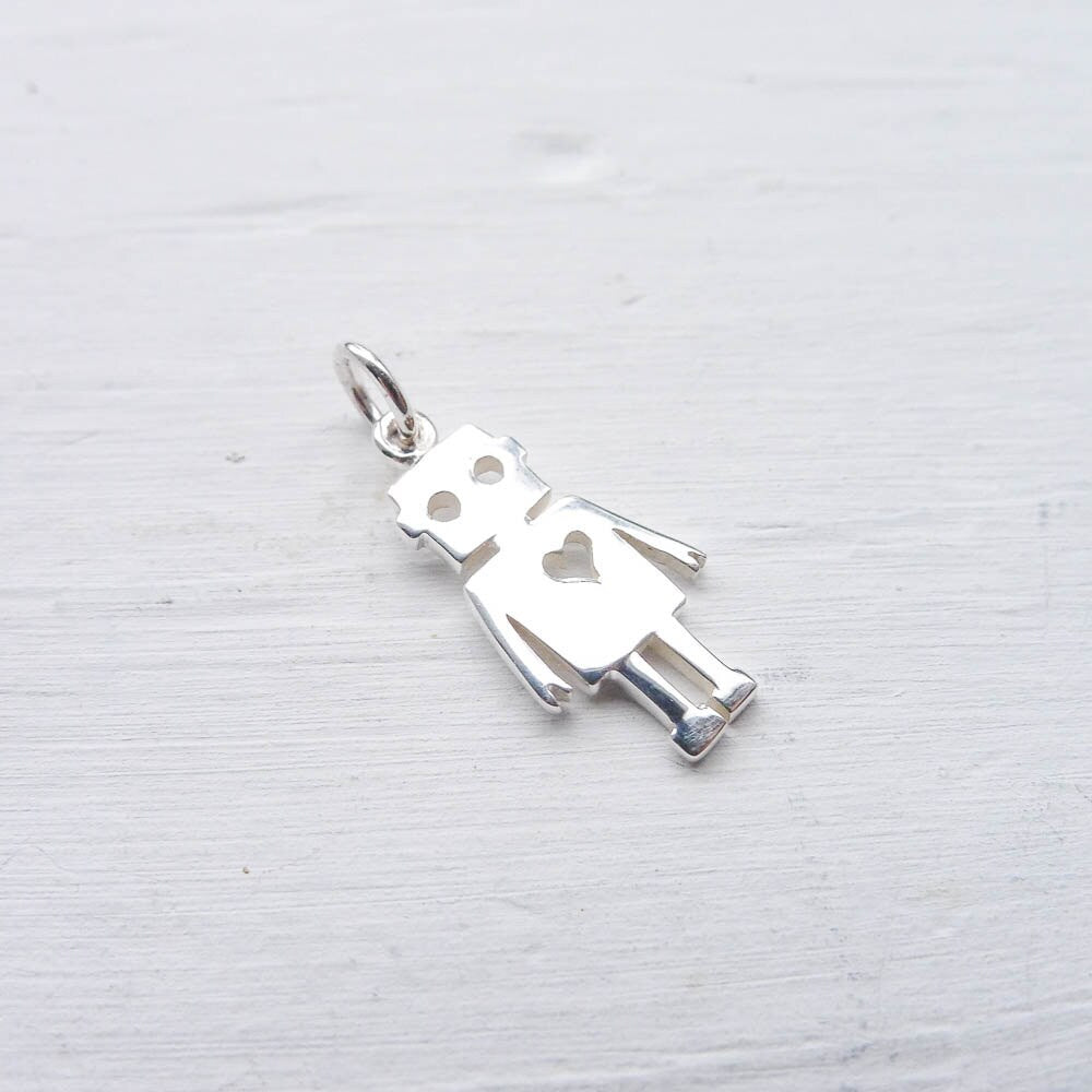 Robot Charm Sterling Silver Robot Pendant