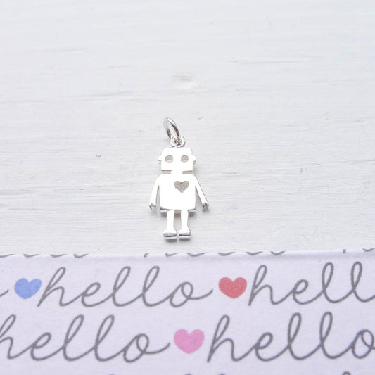 Robot Charm Sterling Silver Robot Pendant
