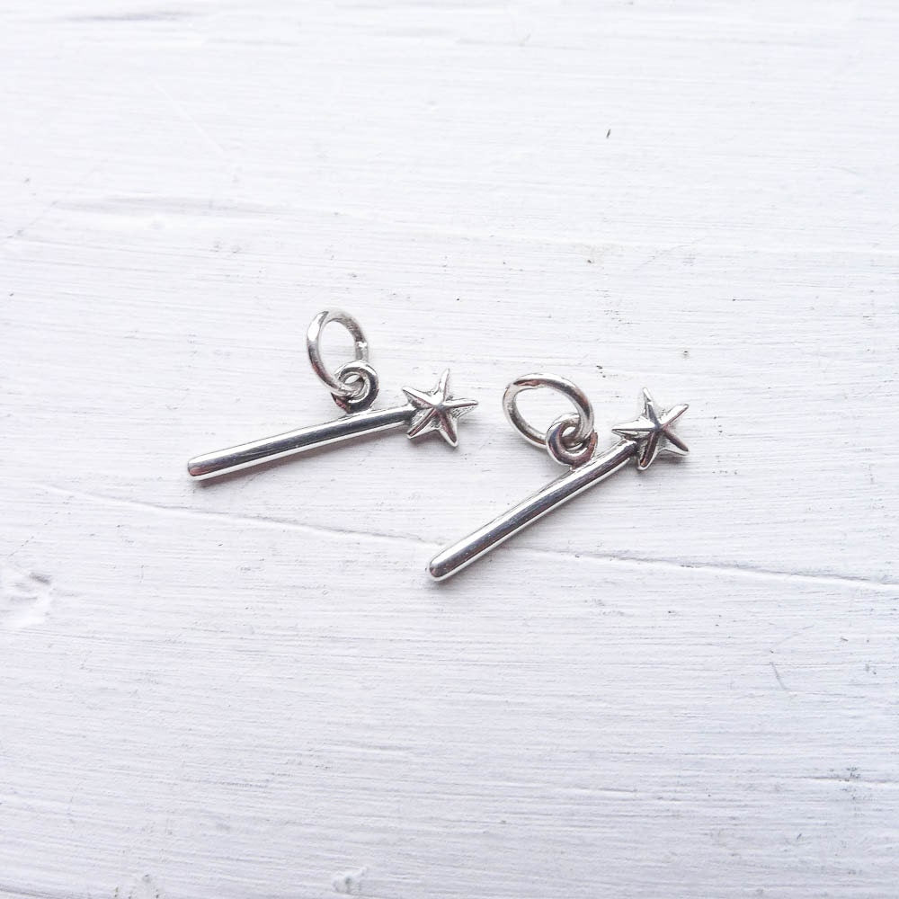 Wand Charm Sterling Silver Magic Wand Pendant Magical Jewelry Making DIY
