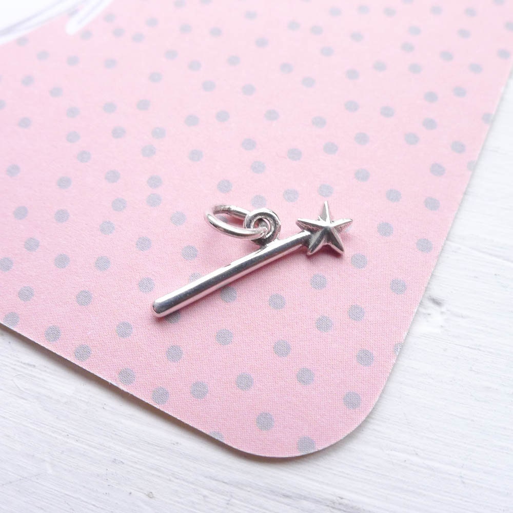 Wand Charm Sterling Silver Magic Wand Pendant Magical Jewelry Making DIY