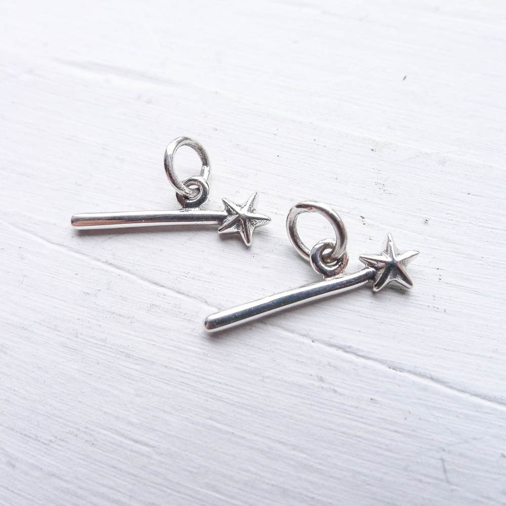 Wand Charm Sterling Silver Magic Wand Pendant Magical Jewelry Making DIY