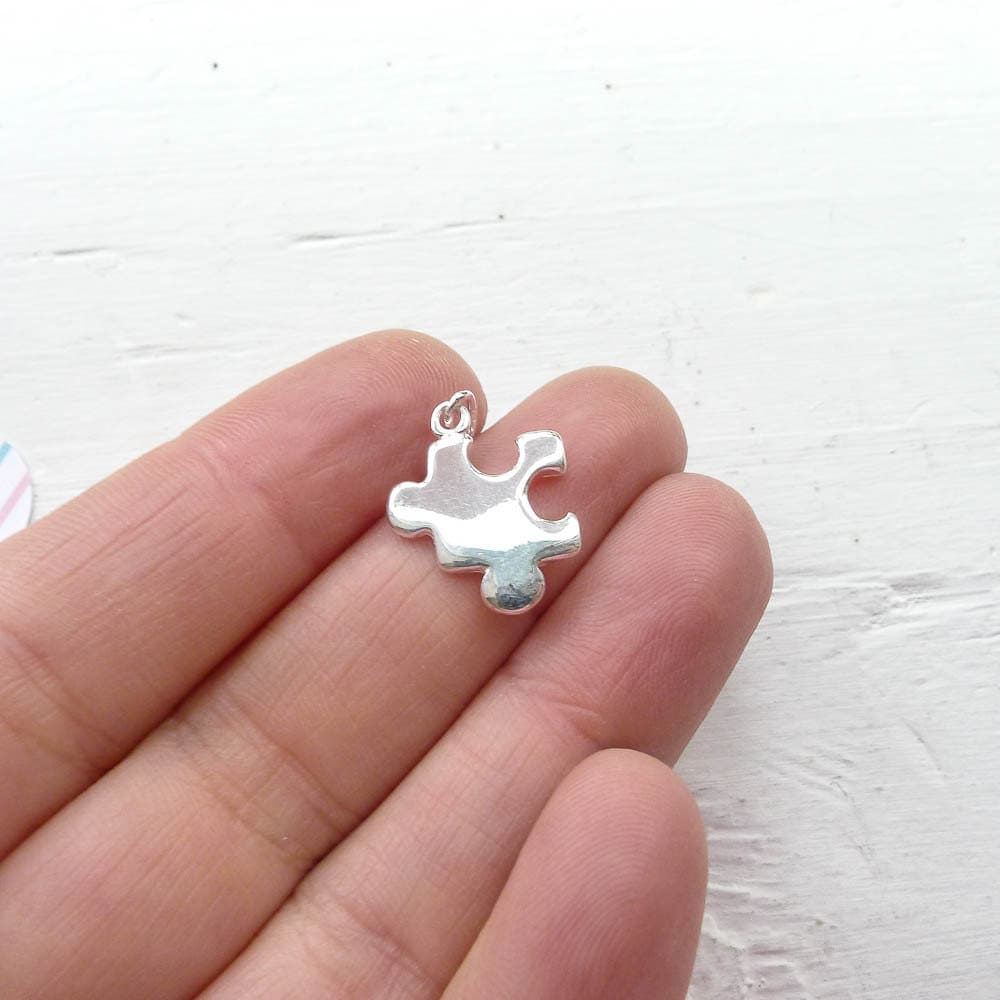 Puzzle Piece Charm Sterling Silver Jigsaw Puzzle Pendant