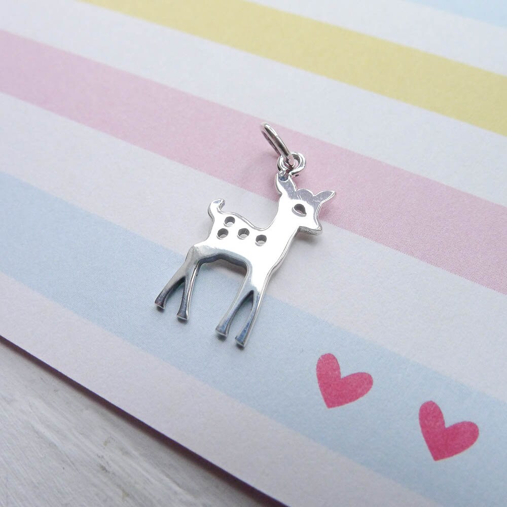 Deer Charm Sterling Silver Fawn or Doe Woodland Creature Pendant