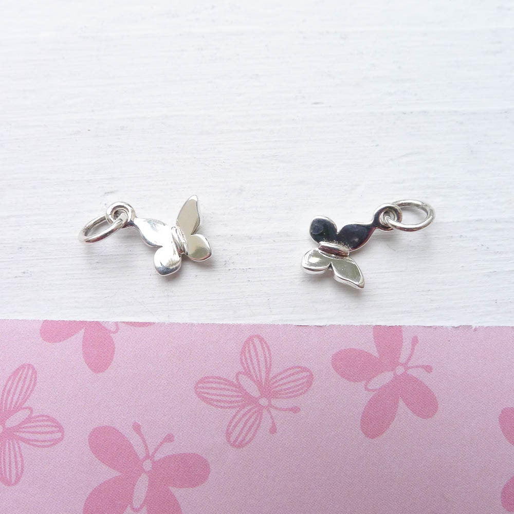 Tiny Butterfly Charm Sterling Silver Butter Fly Pendant for Charm Bracelets or Necklaces
