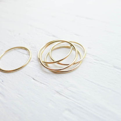 Skinny Stacking Rings in Sterling Silver Yellow and Rose Gold Filled