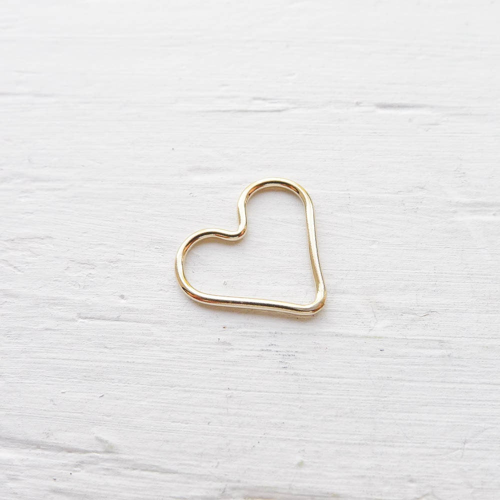 Gold Wire Heart Charm Link Gold Filled Open Heart Pendant
